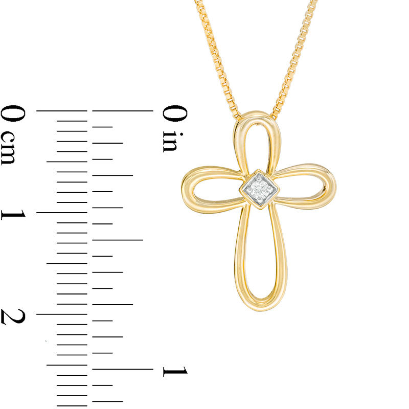 Main Image 3 of Convertibilities 1/10 CT. T.W. Diamond Cross Three-in-One Pendant in 10K Gold