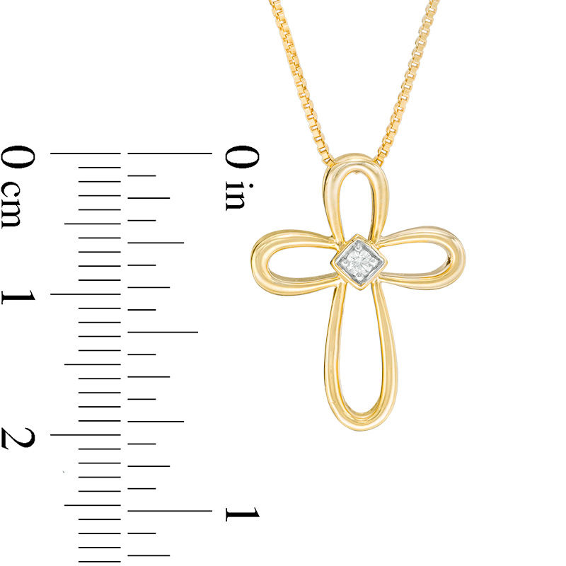 Convertibilities 1/10 CT. T.W. Diamond Cross Three-in-One Pendant in 10K Gold