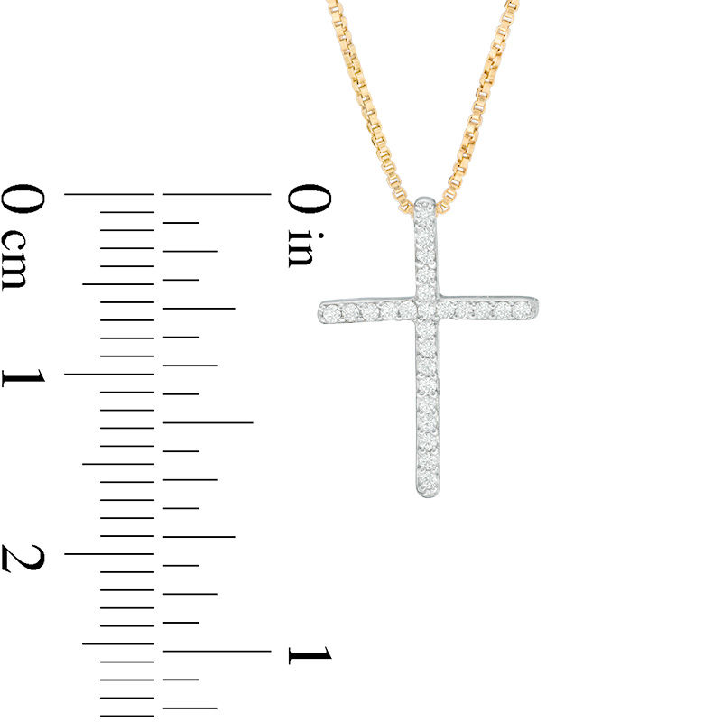 Main Image 4 of Convertibilities 1/10 CT. T.W. Diamond Cross Three-in-One Pendant in 10K Gold