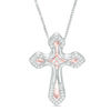 Thumbnail Image 0 of Convertibilities 1/6 CT. T.W. Diamond Gothic-Style Cross Three-in-One Pendant in Sterling Silver and 10K Rose Gold