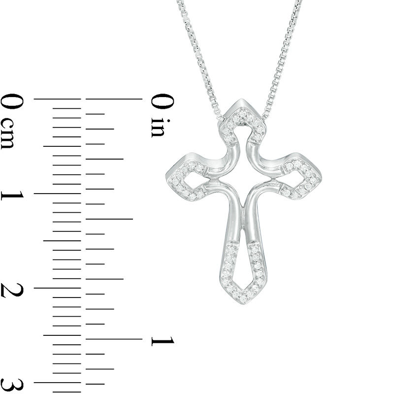 Convertibilities 1/6 CT. T.W. Diamond Gothic-Style Cross Three-in-One Pendant in Sterling Silver and 10K Rose Gold