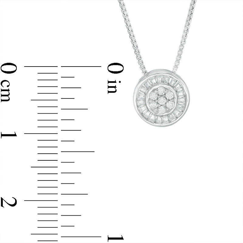 Main Image 4 of Convertibilities 1/4 CT. T.W. Baguette and Round Diamond Circle Three-in-One Pendant in Sterling Silver