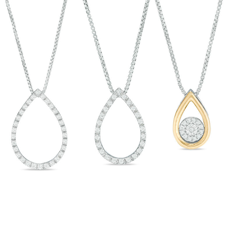 Convertibilities 1/5 CT. T.W. Diamond Teardrop Pendant in Sterling Silver and 10K Gold
