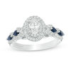 Thumbnail Image 1 of Vera Wang Love Collection 1 CT. T.W. Oval Diamond and Blue Sapphire Frame Engagement Ring in 14K White Gold