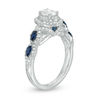 Thumbnail Image 2 of Vera Wang Love Collection 1 CT. T.W. Oval Diamond and Blue Sapphire Frame Engagement Ring in 14K White Gold