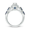 Thumbnail Image 3 of Vera Wang Love Collection 1 CT. T.W. Oval Diamond and Blue Sapphire Frame Engagement Ring in 14K White Gold