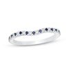 Thumbnail Image 0 of Vera Wang Love Collection Blue Sapphire and 1/15 CT. T.W. Diamond Contour Wedding Band in 14K White Gold
