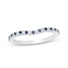 Thumbnail Image 1 of Vera Wang Love Collection Blue Sapphire and 1/15 CT. T.W. Diamond Contour Wedding Band in 14K White Gold
