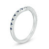 Thumbnail Image 1 of Vera Wang Love Collection Blue Sapphire and 1/15 CT. T.W. Diamond Contour Wedding Band in 14K White Gold
