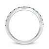 Thumbnail Image 2 of Vera Wang Love Collection Blue Sapphire and 1/15 CT. T.W. Diamond Contour Wedding Band in 14K White Gold