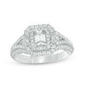 Thumbnail Image 0 of Vera Wang Love Collection 1-1/3 CT. T.W. Emerald-Cut Diamond Frame Arrow-Sides Engagement Ring in 14K White Gold