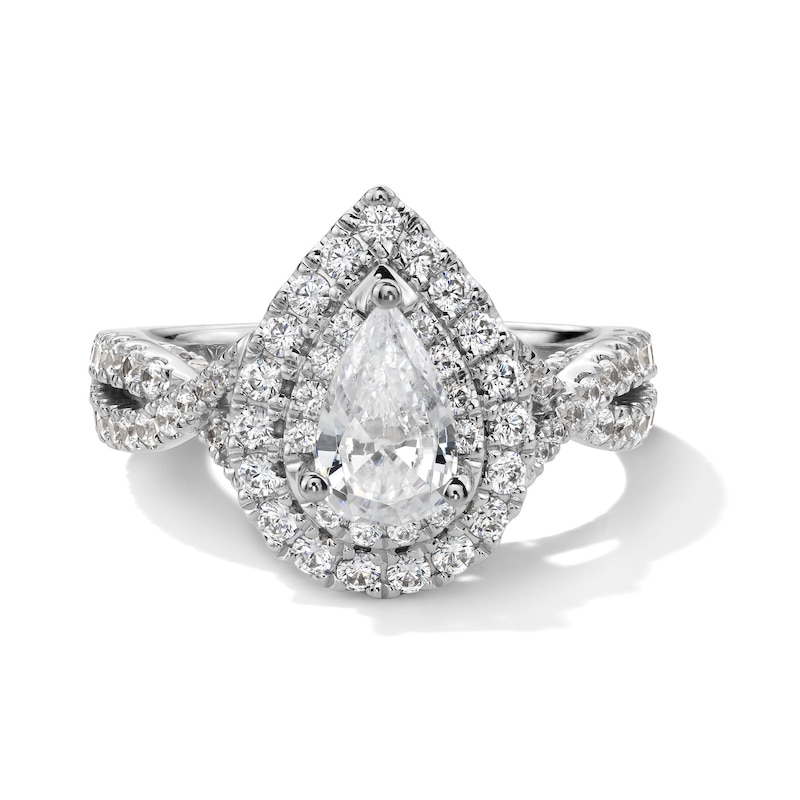 3.5 Carat Pear Cut White Gold Engagement Ring 8