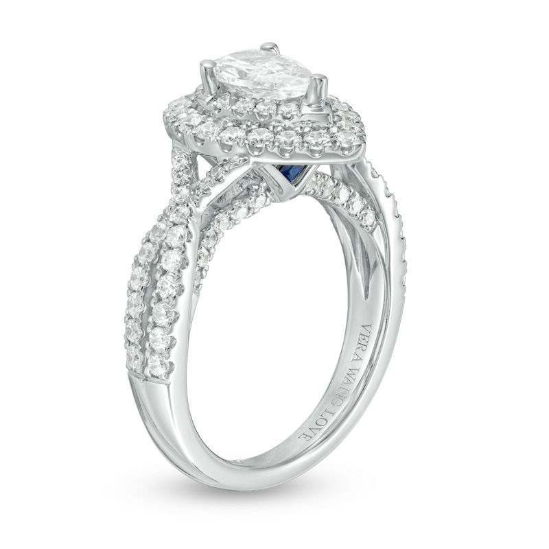 Vera Wang Love Collection 1-5/8 CT. T.W. Pear-Shaped Diamond Double Frame Twist Engagement Ring in 14K White Gold