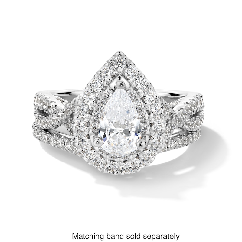Main Image 5 of Vera Wang Love Collection 1-5/8 CT. T.W. Pear-Shaped Diamond Double Frame Twist Engagement Ring in 14K White Gold