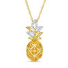 Thumbnail Image 1 of Citrine and Lab-Created White Sapphire Pineapple Pendant in Sterling Silver with 14K Gold Plate