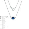 Thumbnail Image 2 of Abstract Pear-Shaped Lab-Created Blue and White Sapphire Frame Bead Station Necklace and Earrings Set in Sterling Silver