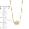 Thumbnail Image 2 of Pear-Shaped Rose Quartz and Lab-Created White Sapphire Necklace and Earrings Set in Sterling Silver with 18K Gold Plate