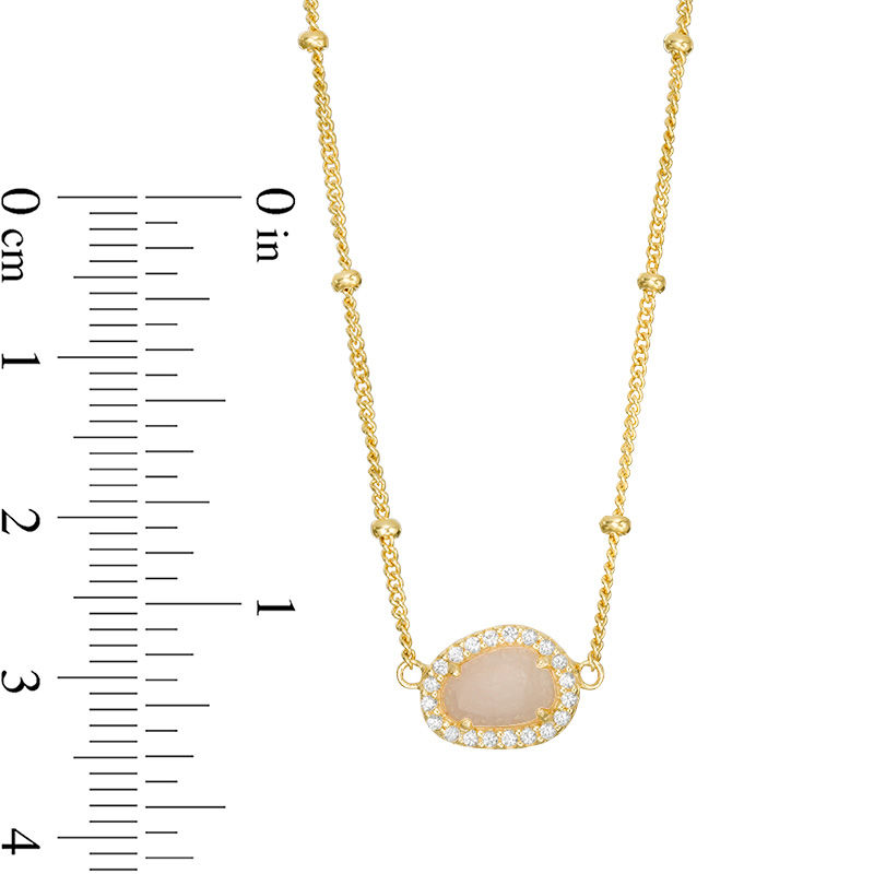 Main Image 2 of Pear-Shaped Rose Quartz and Lab-Created White Sapphire Necklace and Earrings Set in Sterling Silver with 18K Gold Plate