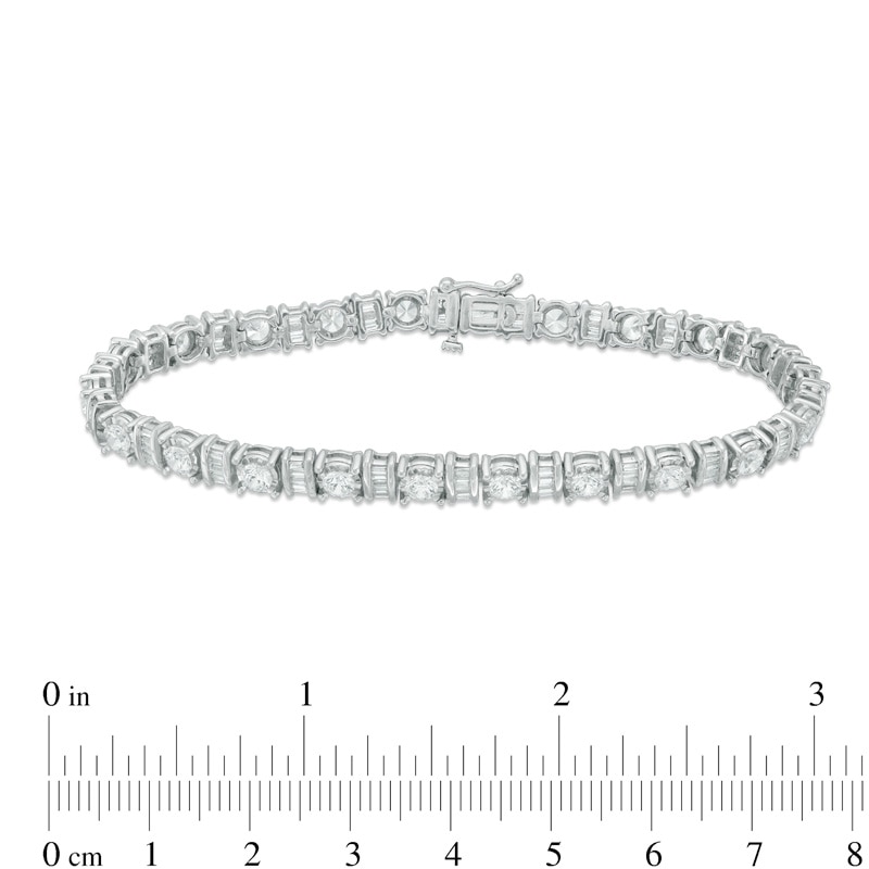Main Image 3 of 3 CT. T.W. Baguette and Round Diamond Alternating Bracelet in 10K White Gold - 7.5"