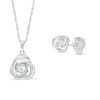 Thumbnail Image 0 of 1/6 CT. T.W. Diamond Knot Pendant and Stud Earrings Set in 10K White Gold
