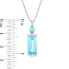 Thumbnail Image 1 of Baguette London and Swiss Blue Topaz with Lab-Created White Sapphire Border Pendant in Sterling Silver