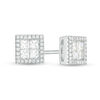 Thumbnail Image 0 of 1/2 CT. T.W. Quad Princess-Cut Diamond Frame Stud Earrings in 10K White Gold