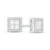 Thumbnail Image 1 of 1/2 CT. T.W. Quad Princess-Cut Diamond Frame Stud Earrings in 10K White Gold