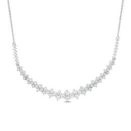 1-1/2 CT. T.W. Diamond Scattered Curved Bar Necklace in 10K White Gold - 17&quot;