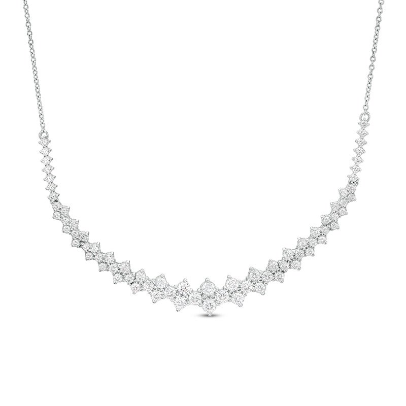 Main Image 1 of 1-1/2 CT. T.W. Diamond Scattered Curved Bar Necklace in 10K White Gold - 17.75"