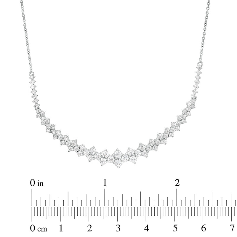 1-1/2 CT. T.W. Diamond Scattered Curved Bar Necklace in 10K White Gold - 17.75"