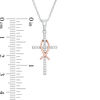 Thumbnail Image 1 of 1/8 CT. T.W. Diamond Cross with Ichthus Pendant in Sterling Silver and 10K Rose Gold