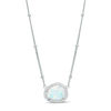 Thumbnail Image 1 of Pear-Shaped Lab-Created Opal and White Sapphire Frame Necklace in Sterling Silver - 16"