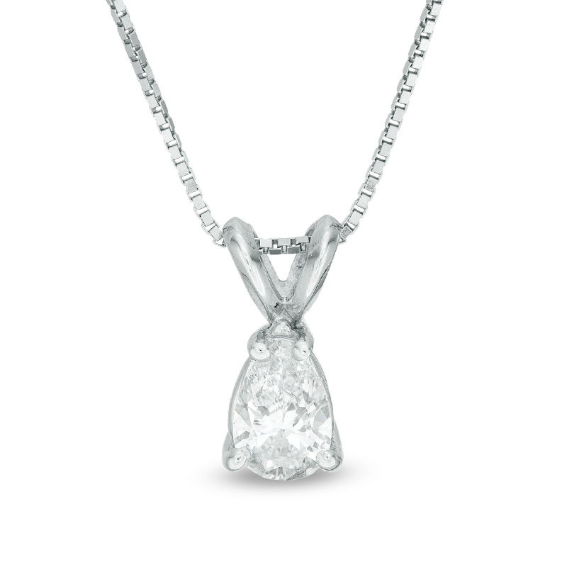 1/3 CT. Certified Pear-Shaped Diamond Solitaire Pendant in 14K White Gold  (I/I1)