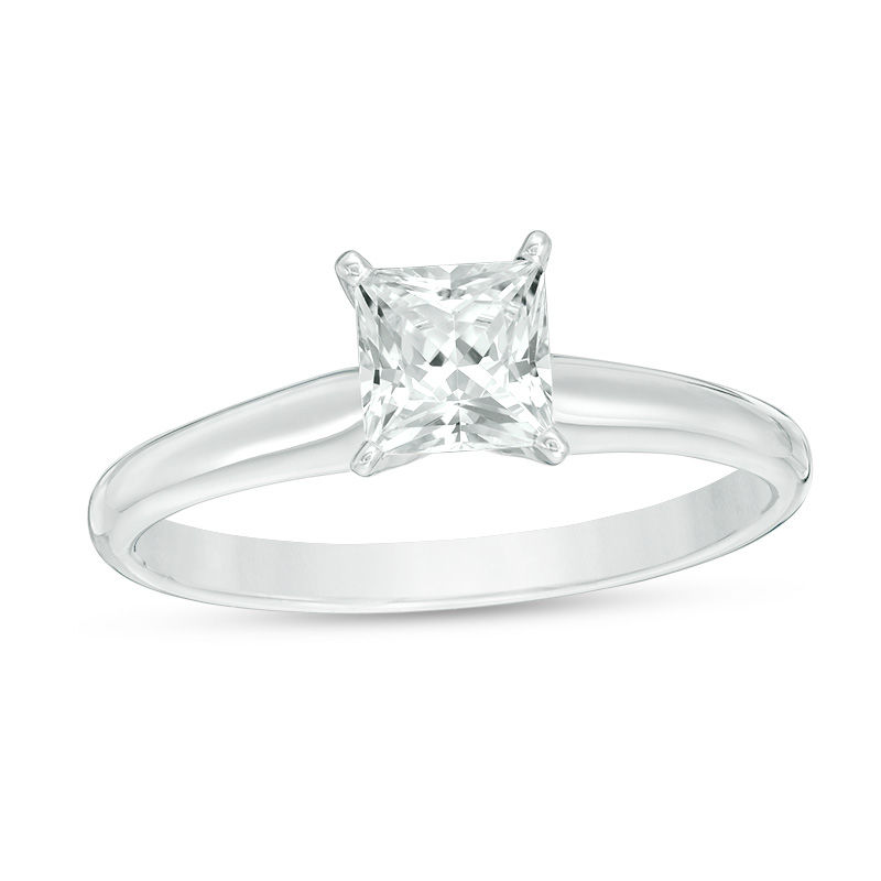 Main Image 1 of 3/4 CT. Certified Princess-Cut Diamond Solitaire Engagement Ring in 14K White Gold (I/SI2)