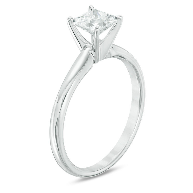 Main Image 2 of 3/4 CT. Certified Princess-Cut Diamond Solitaire Engagement Ring in 14K White Gold (I/SI2)