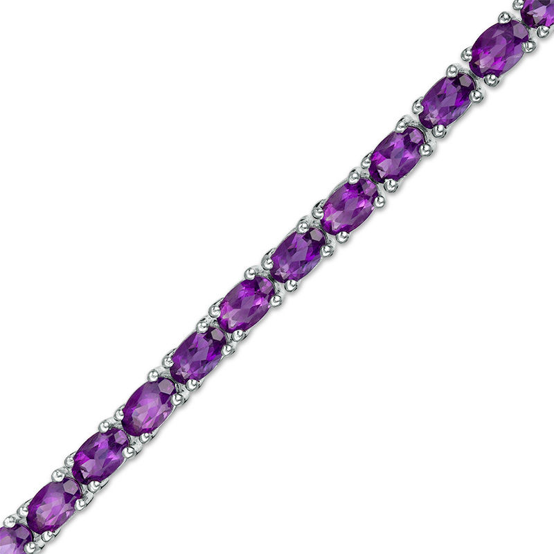 Main Image 1 of Oval Amethyst Tennis Bracelet in Sterling Silver