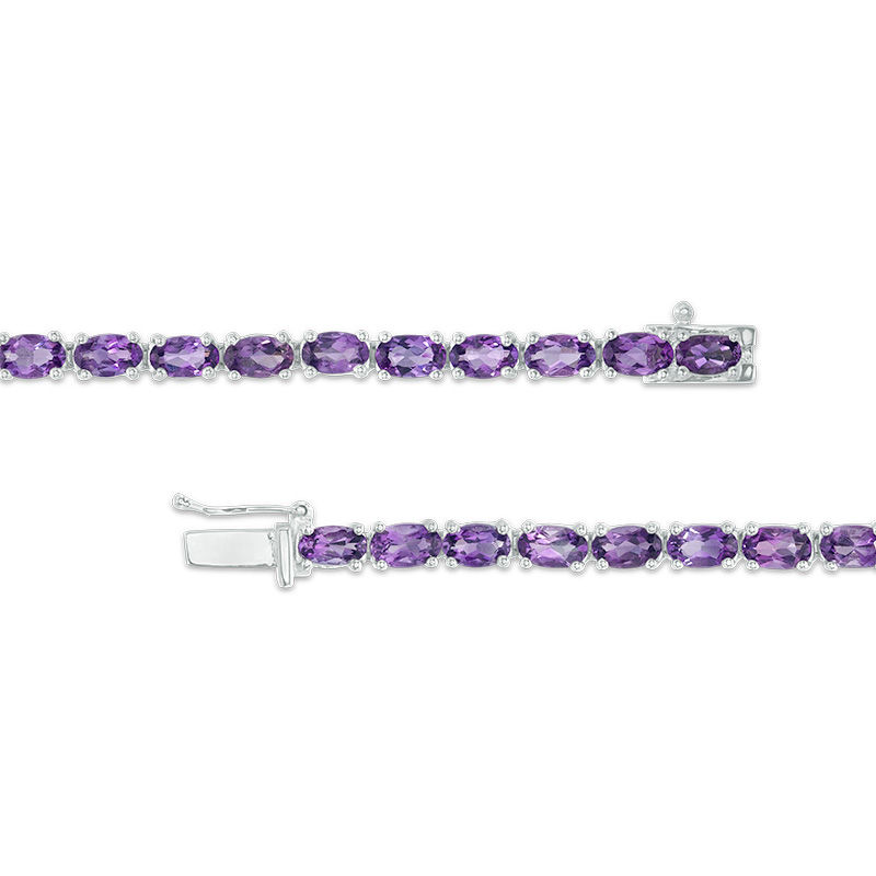 Main Image 3 of Oval Amethyst Tennis Bracelet in Sterling Silver