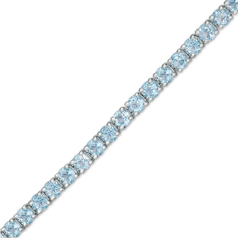 Sky Blue Topaz With Diamond Accent Rhodium Over Sterling Silver Tennis  Bracelet 15.18ctw - OAH094 | JTV.com