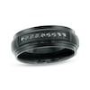 Thumbnail Image 1 of 1/6 CT. T.W Black Diamond Channel Wedding Band in Black IP Stainless Steel