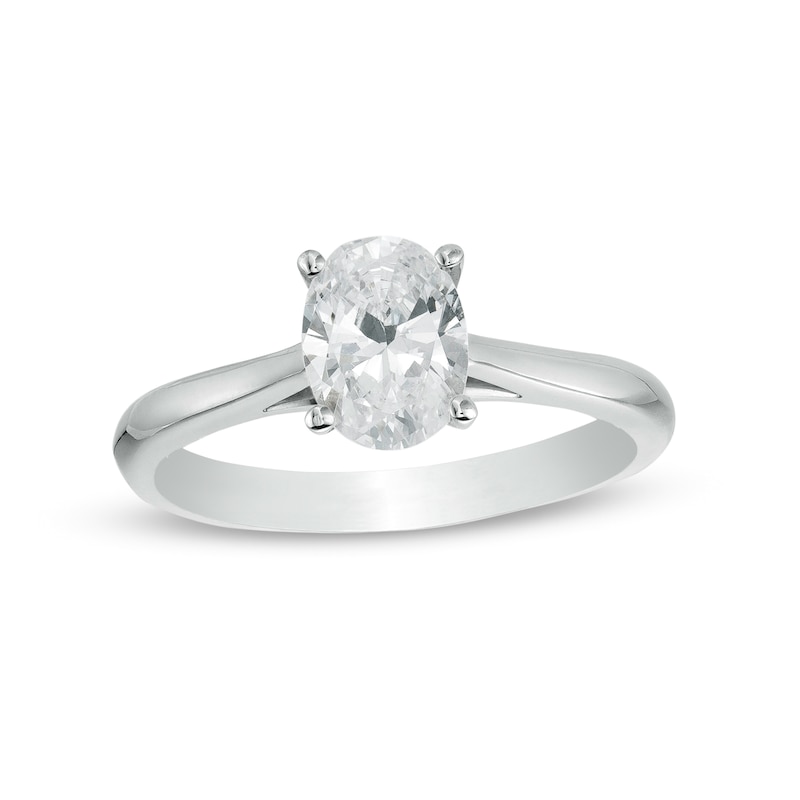 Main Image 1 of 1 CT. Certified Oval Diamond Solitaire Engagement Ring in 14K White Gold (I/I2)