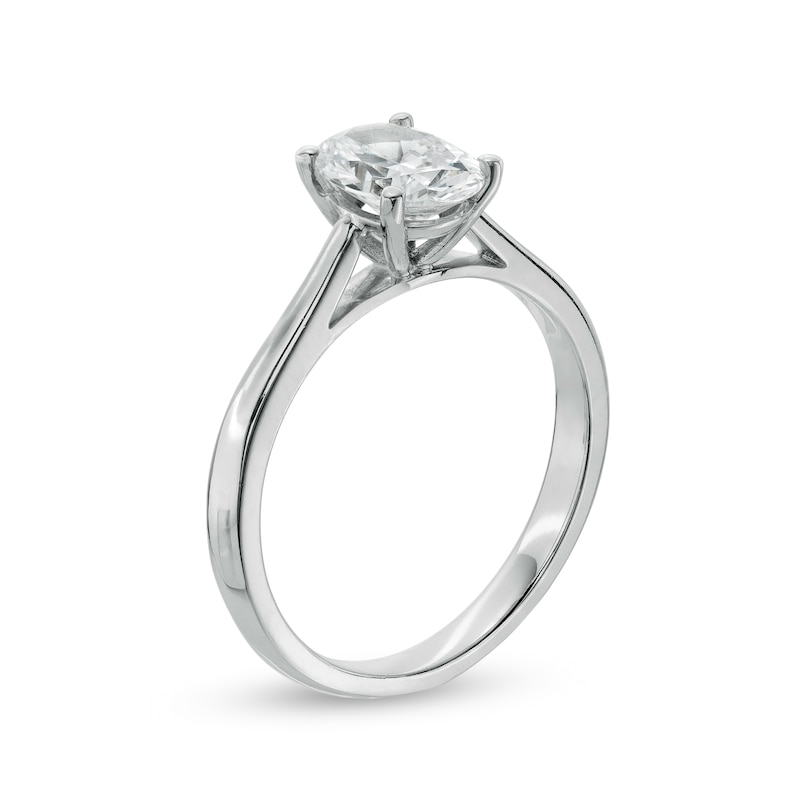 Main Image 3 of 1 CT. Certified Oval Diamond Solitaire Engagement Ring in 14K White Gold (I/I2)