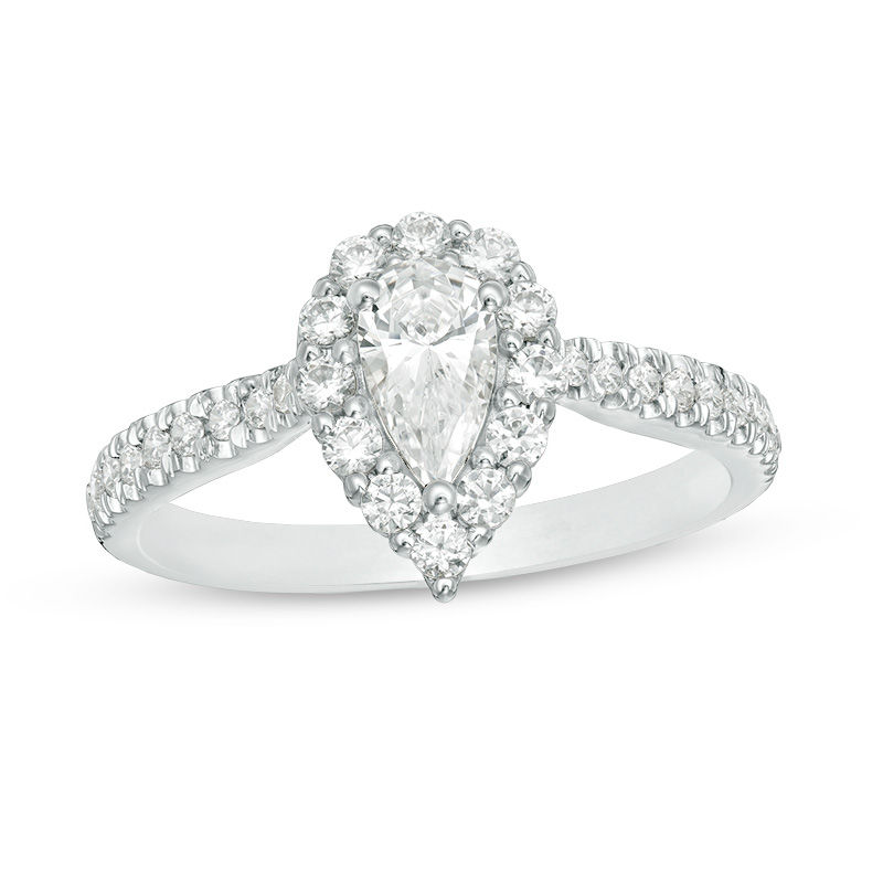 Zales 1-1/2 Ct. T.W. Pear-Shaped Diamond Double Frame Engagement Ring in 14K White Gold (I/Si2)