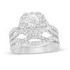 Thumbnail Image 0 of Love's Destiny by Zales 2 CT. T.W. Certified Diamond Cushion Frame Twist Shank Bridal Set in 14K White Gold (I/SI2)