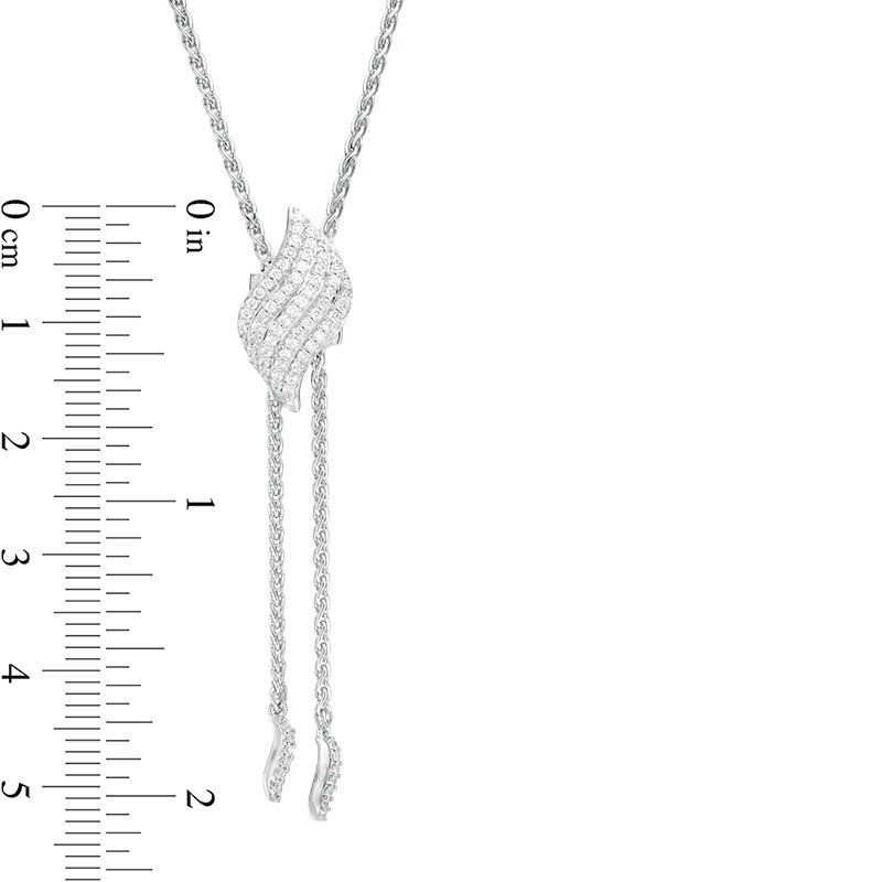 Main Image 2 of 1/3 CT. T.W. Diamond Flame-Shaped Lariat Necklace in Sterling Silver - 26"