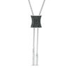 Thumbnail Image 0 of 1/4 CT. T.W. Enhanced Black and White Diamond Concave Lariat Necklace in Sterling Silver - 26"