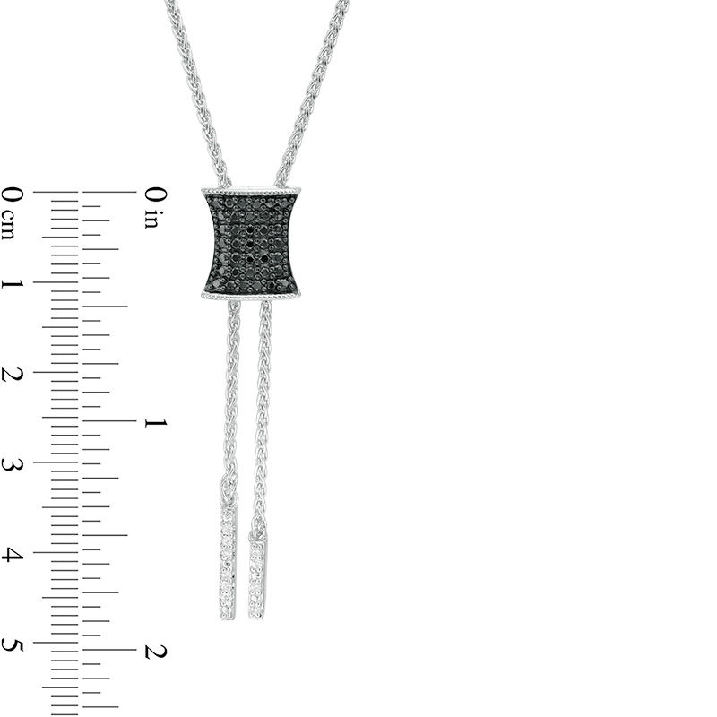 1/4 CT. T.W. Enhanced Black and White Diamond Concave Lariat Necklace in Sterling Silver - 26"