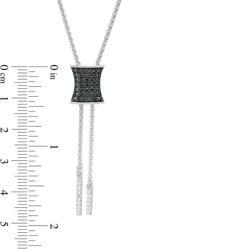 Main Image 2 of 1/4 CT. T.W. Enhanced Black and White Diamond Concave Lariat Necklace in Sterling Silver - 26"
