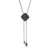 Thumbnail Image 0 of 1/4 CT. T.W. Enhanced Black Composite Diamond Tilted Cushion Frame Lariat Necklace in Sterling Silver - 26"