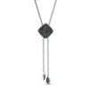 Thumbnail Image 1 of 1/4 CT. T.W. Enhanced Black Composite Diamond Tilted Cushion Frame Lariat Necklace in Sterling Silver - 26"