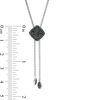 Thumbnail Image 1 of 1/4 CT. T.W. Enhanced Black Composite Diamond Tilted Cushion Frame Lariat Necklace in Sterling Silver - 26"